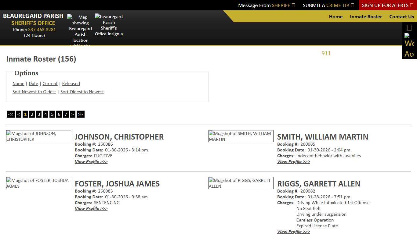 Inmate Roster - Current Inmates Booking Date Descending - Beauregard Parish Sheriff's Office
